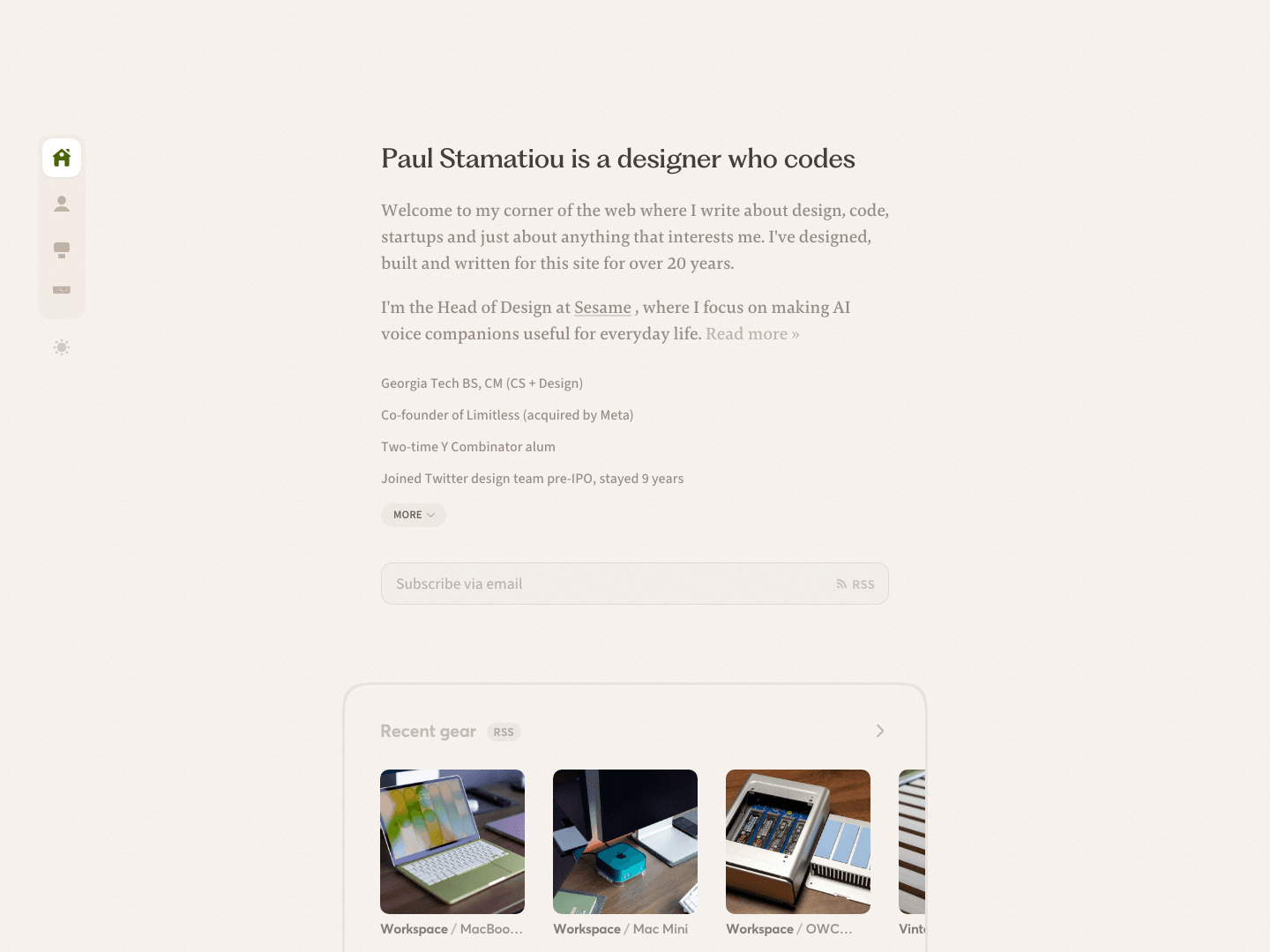 Writer Portfolio (Paul Stamatiou) — source