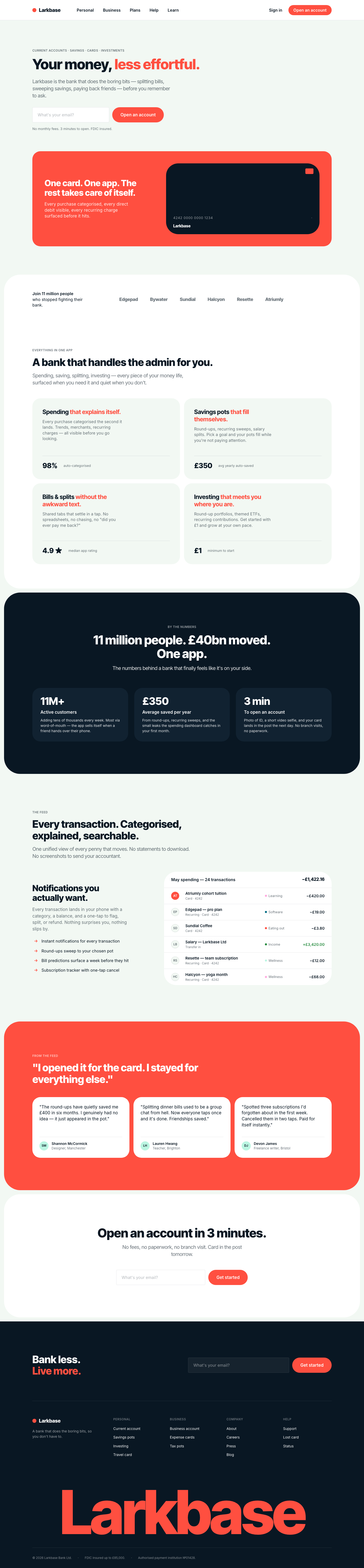 Coral Fintech (Monzo) — AI-built sample