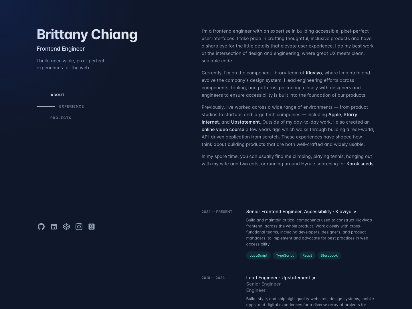 Terminal Portfolio (Brittany Chiang) — source