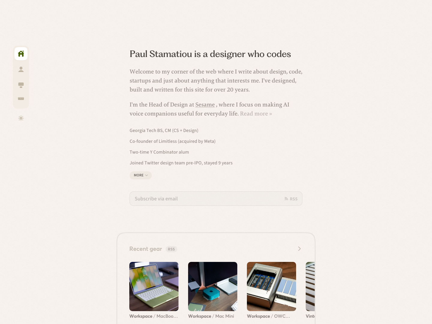 Writer Portfolio (Paul Stamatiou) — source